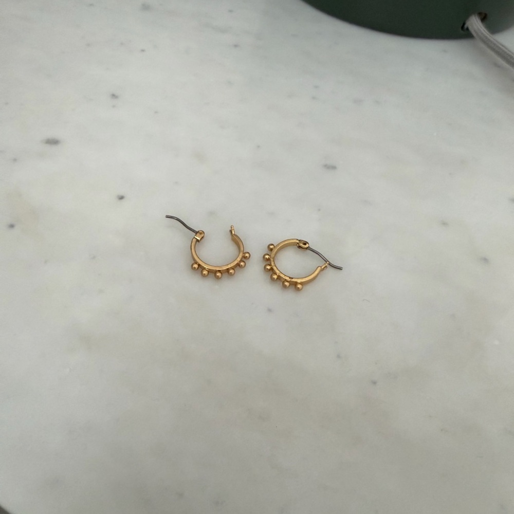 Madewell Gold Beaded Mini Hoop Earrings